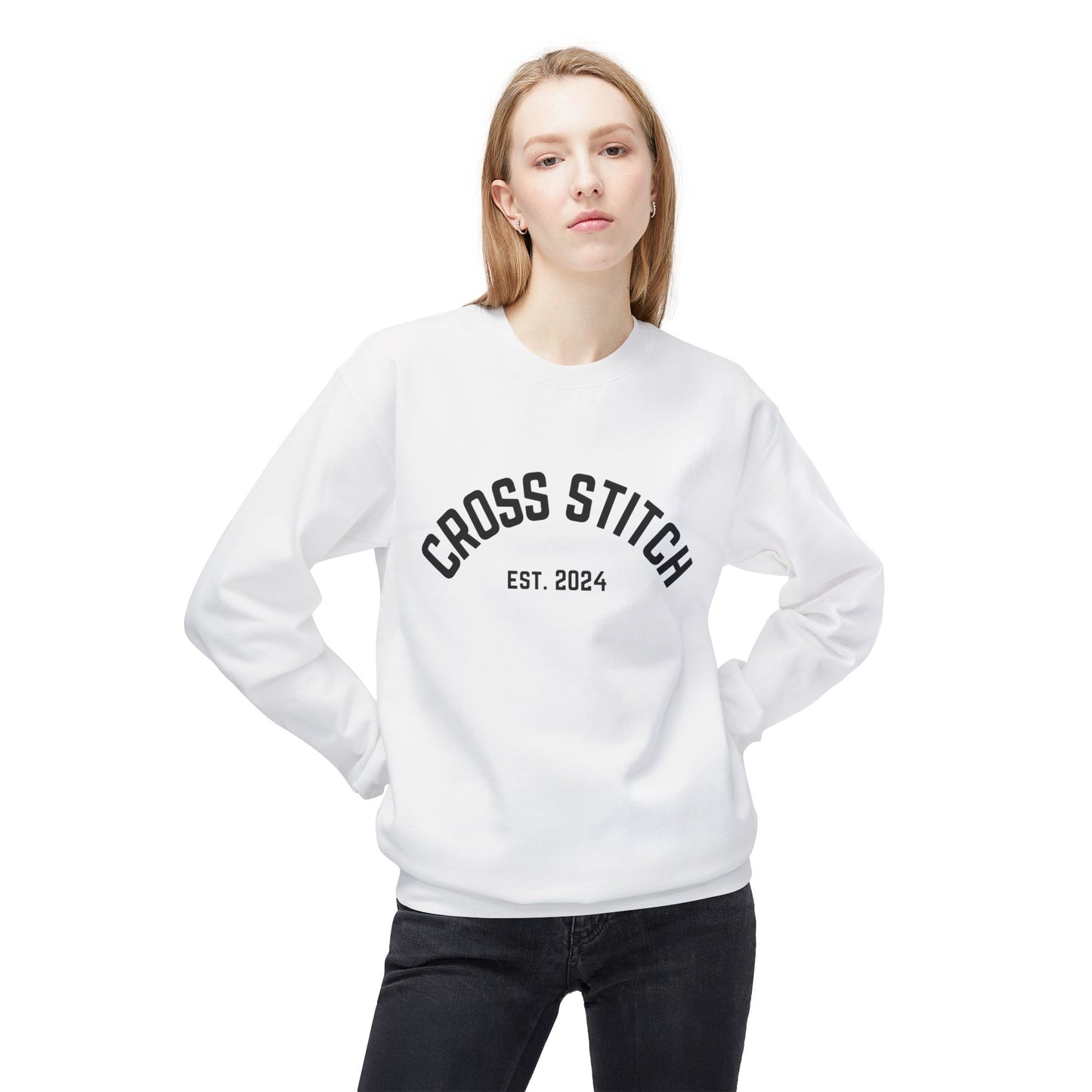 Cross Stitch classic sweatshirt (White Crewneck)